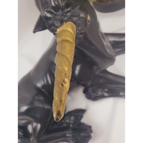 Black Unicorn Statue Vintage 1981 Universal Statuary Gold Horn 14” 80s Figurine - Picture 7 of 10